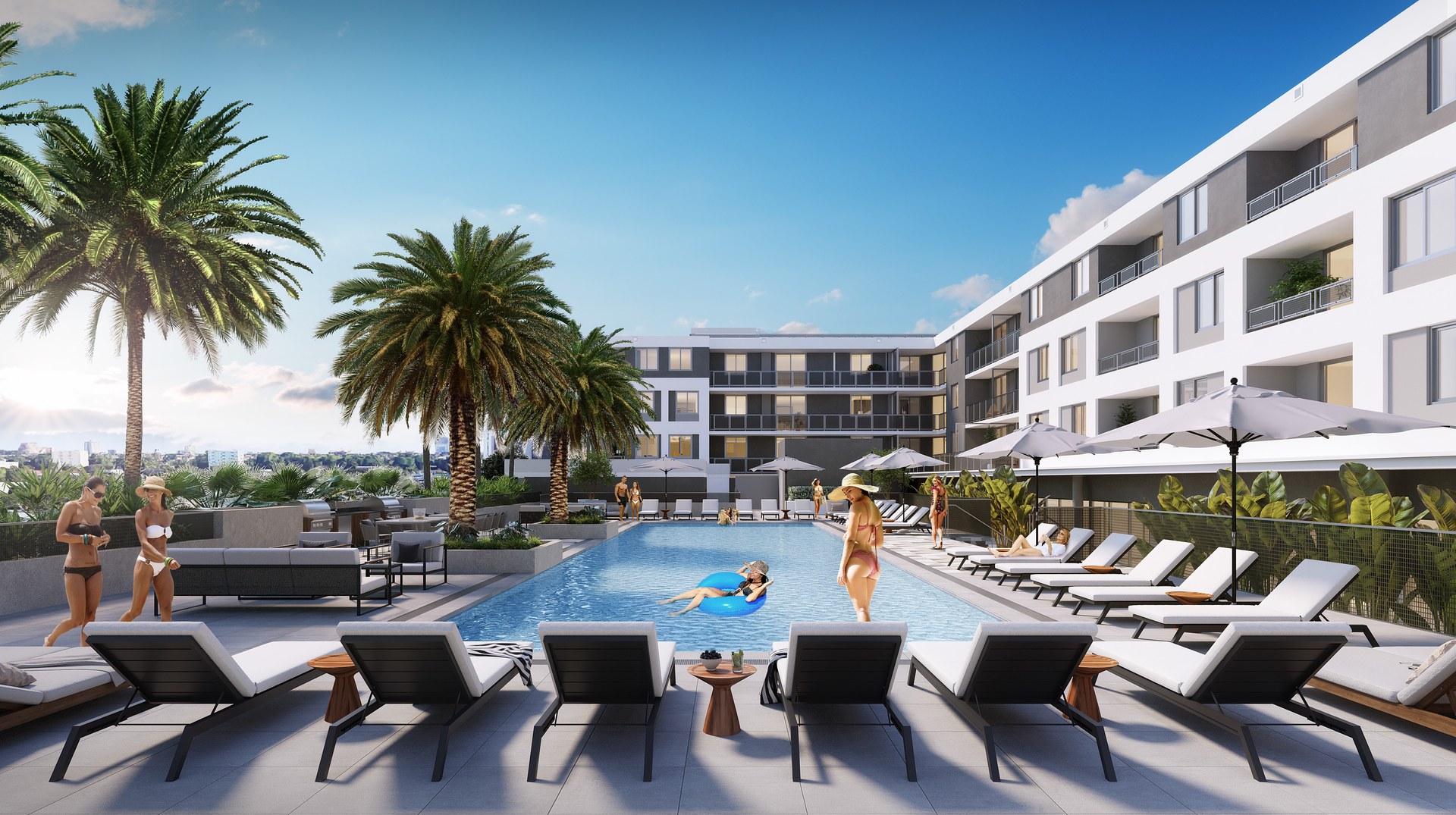 The resort-style pool terrace is Revv Hollywood's social hub